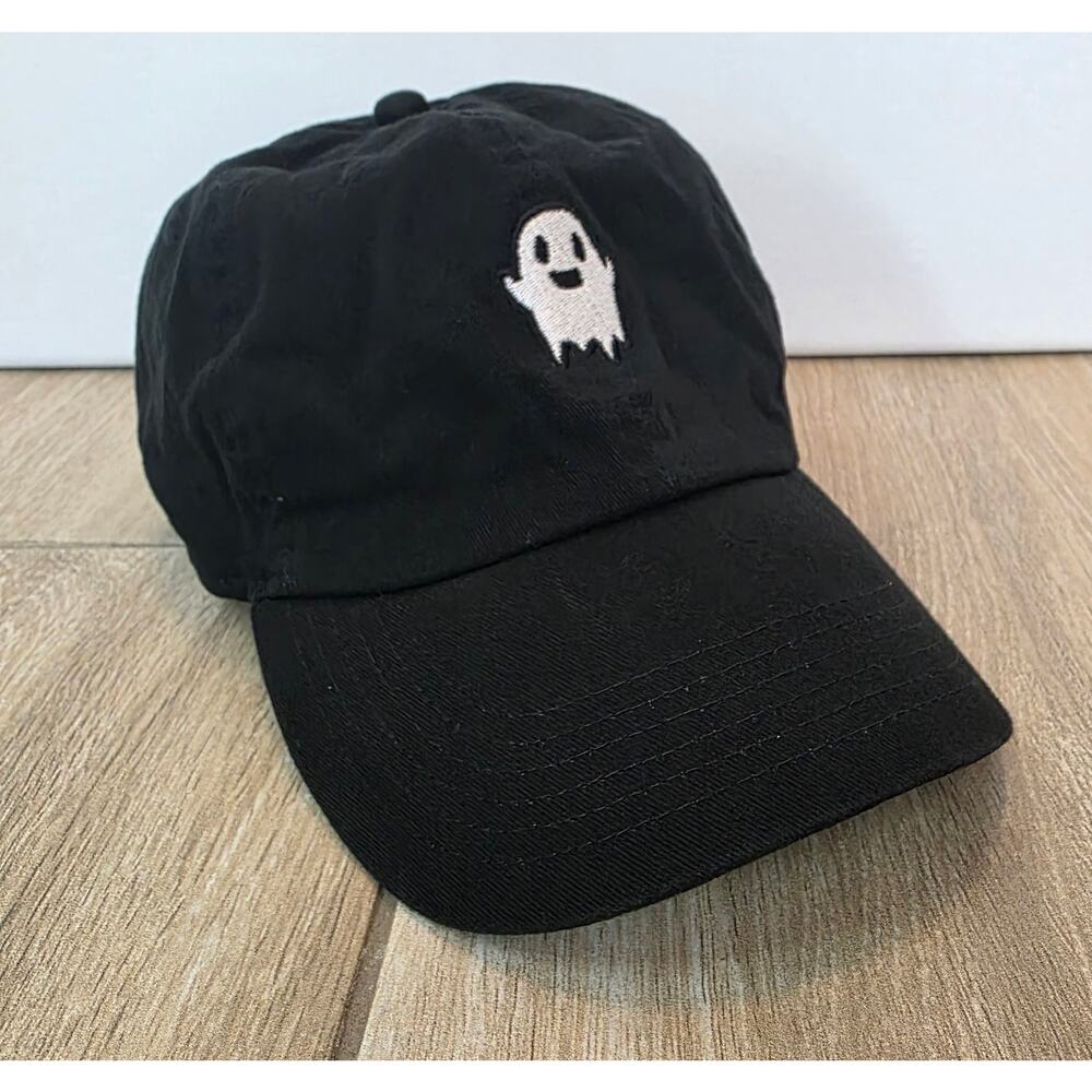 Newhattan Ghost Embroidered Dad Hat Black Adjustable Baseball Cap